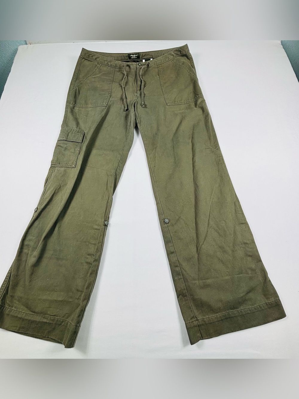 Womens Olive Green Cargo Drawstring Pants W712